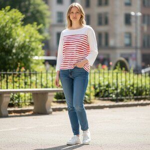 Lilla P Striped Red and White Women's Top